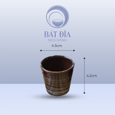 Kích thước Chén Rượu Men Nâu Quét