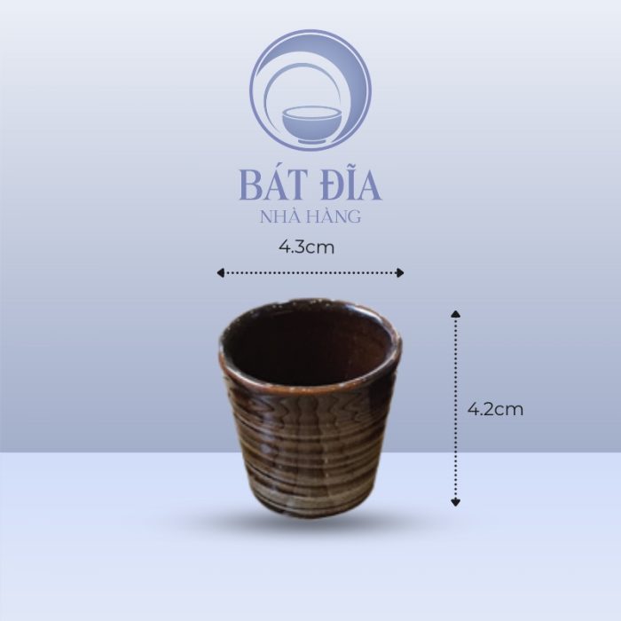 Kích thước Chén Rượu Men Nâu Quét