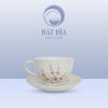Cốc Cappuccino Men Gốm Hoa Đào Đỏ