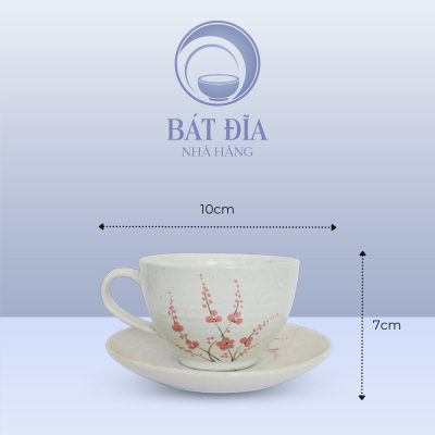Kích Thước Cốc Cappuccino Men Gốm Hoa Đào Đỏ