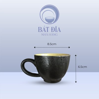 kích thước Cốc Capu Men Đen Nhật Quét Sơn