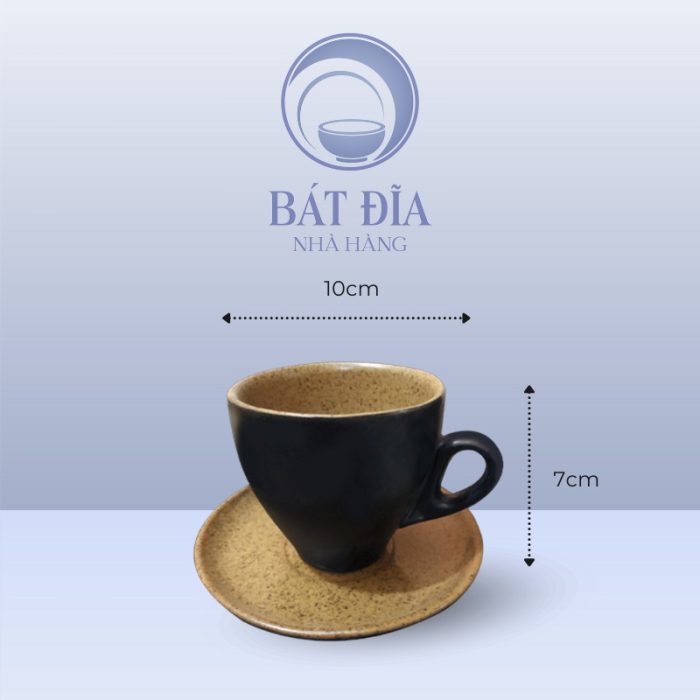 kích thước Cốc Cappuccino Men Gốm Nâu Đen