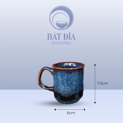 Cốc Miệng Loe Men Hỏa Biến Xanh - 6cmx7.5cm