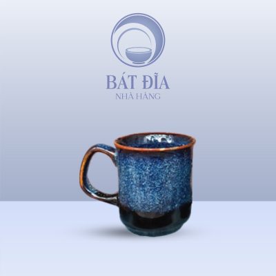 Cốc Miệng Loe Có Quai Men Hỏa Biến Xanh