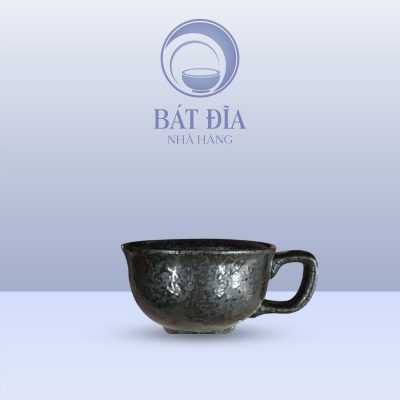 Cốc Thấp Quai C Men Đen Nhật Quét Sơn