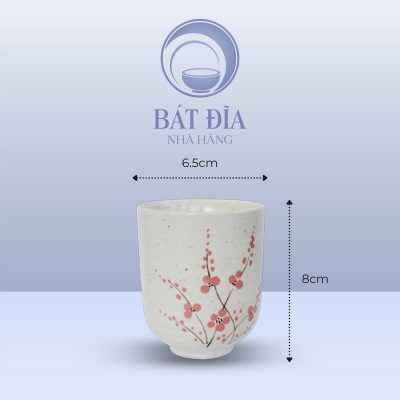 Kích Thước Cốc Trà Xanh Men Gốm Hoa Đào Đỏ