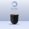 Cốc Trà Xanh Men Gốm Nâu Đen