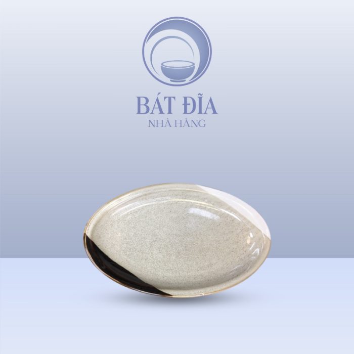 Đĩa Bầu Dục Cao Vành Men Ba Màu