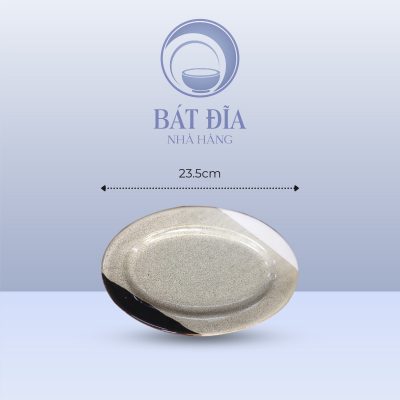 Đĩa Bầu Dục Men Ba Màu - 23.5cmx16cmx2.5cm