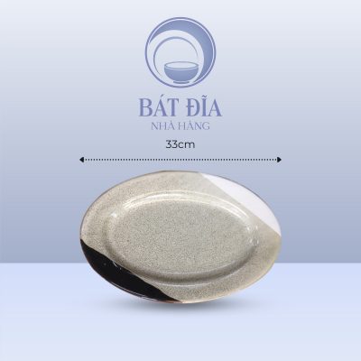 Đĩa Bầu Dục Men Ba Màu - 33cmx21cmx3cm