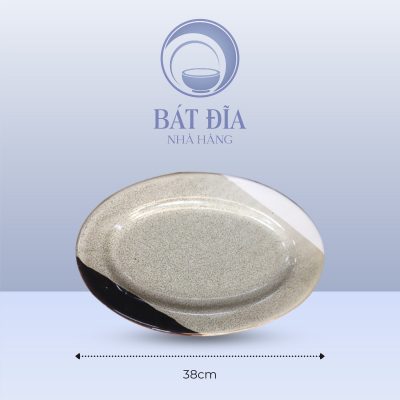 Đĩa Bầu Dục Men Ba Màu - 38cmx24.5cmx3.3cm