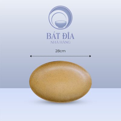 Đĩa Bầu Dục Men Gốm Nâu Đen - 28cmx17cmx2.5cm