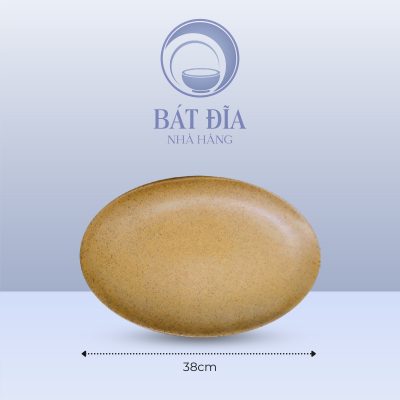 Đĩa Bầu Dục Men Gốm Nâu Đen - 38cmx24.5cmx3.3cm