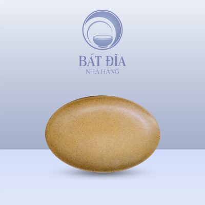 Đĩa Bầu Dục Men Gốm Nâu Đen