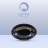 Đĩa Bầu Dục Men Nâu Quét