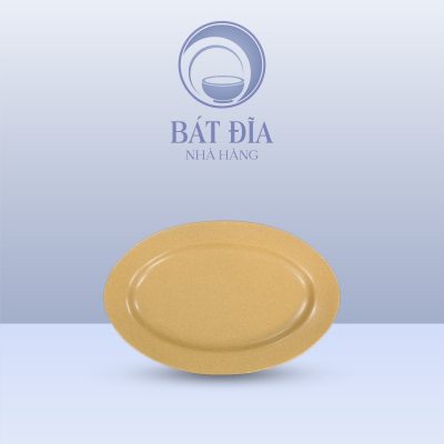 Đĩa Bầu Dục Men Sứ Vàng