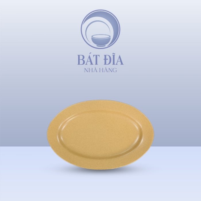 Đĩa Bầu Dục Men Sứ Vàng