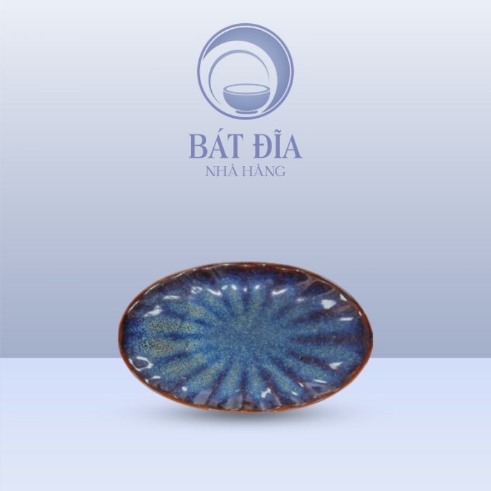 Đĩa Bầu Dục Múi Men Hỏa Biến Xanh