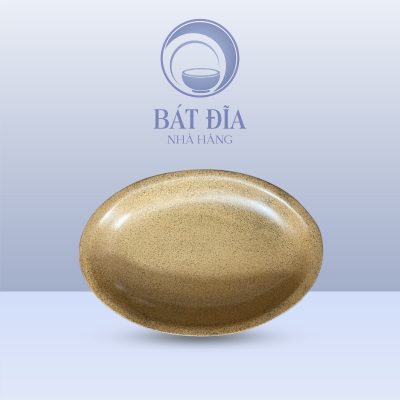 Đĩa Bầu Dục Sâu Lòng Men Gốm Nâu Đen