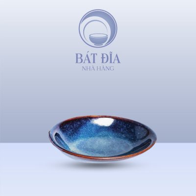 Đĩa Bầu Dục Sâu Men Hỏa Biến Xanh
