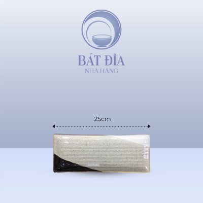 Đĩa Chữ Nhật Dài Men Ba Màu - 25cmx10cmx2cm