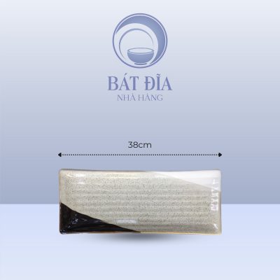 Đĩa Chữ Nhật Dài Men Ba Màu - 38cmx14cmx3cm