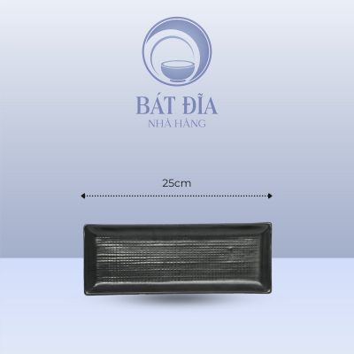 Đĩa Chữ Nhật Dài Men Đen Matt - 25cmx10cmx2cm