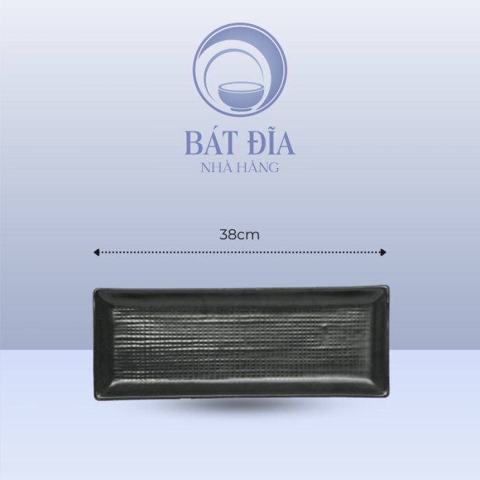 kích thước Đĩa Chữ Nhật Dài Men Đen Matt