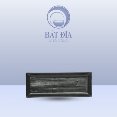 Đĩa Chữ Nhật Dài Men Đen Matt
