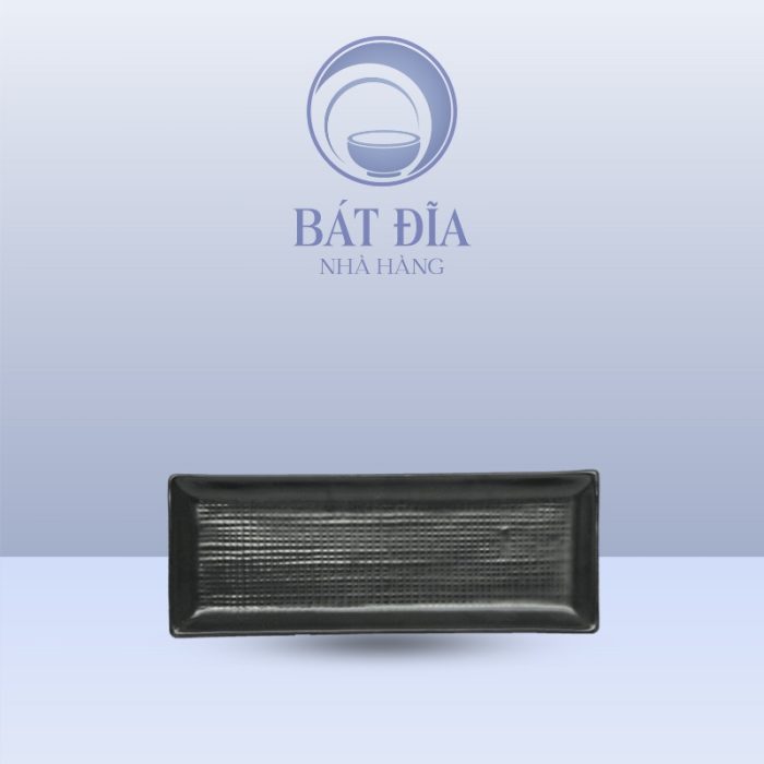 Đĩa Chữ Nhật Dài Men Đen Matt