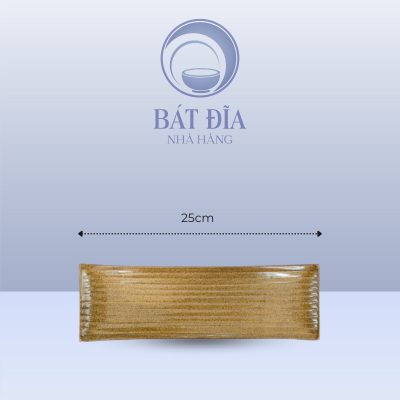 Đĩa Chữ Nhật Dài Men Gốm Nâu Đen - 25cmx10cmx2cm