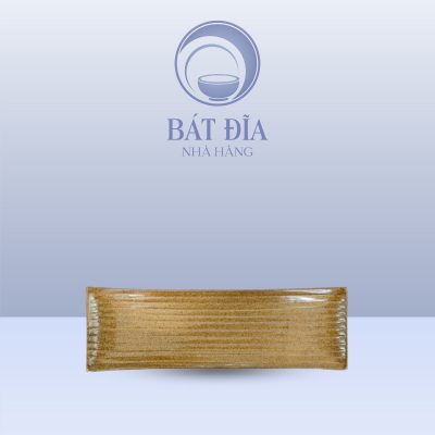 Đĩa Chữ Nhật Dài Men Gốm Nâu Đen