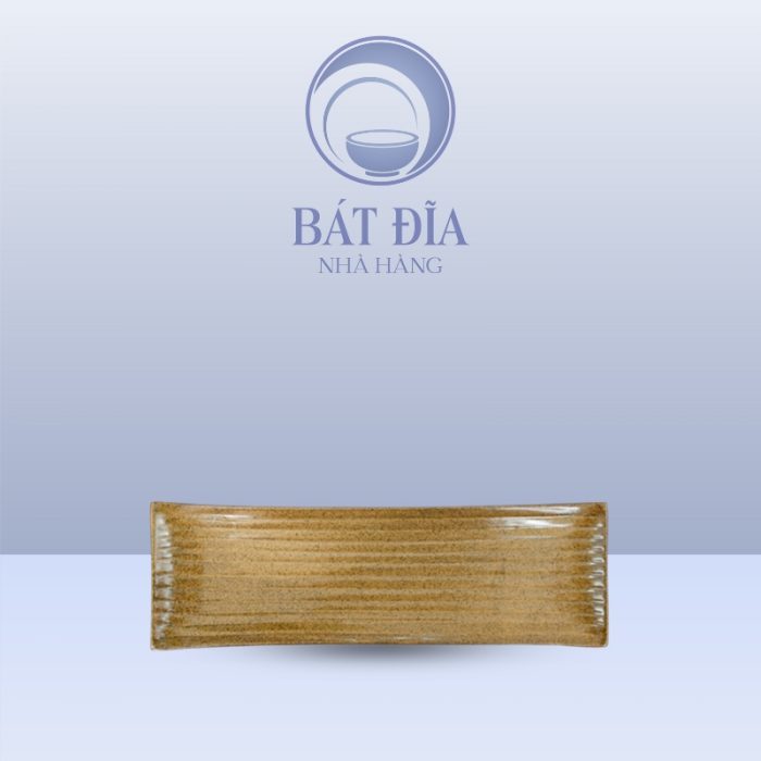 Đĩa Chữ Nhật Dài Men Gốm Nâu Đen