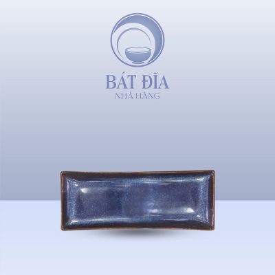 Đĩa Chữ Nhật Dài Men Hỏa Biến Xanh