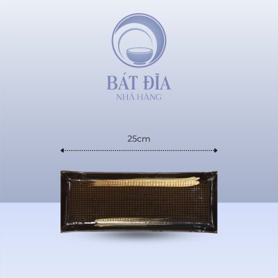Đĩa Chữ Nhật Dài Men Nâu Quét - 25cmx10cmx2cm