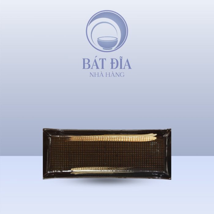 Đĩa Chữ Nhật Dài Men Nâu Quét