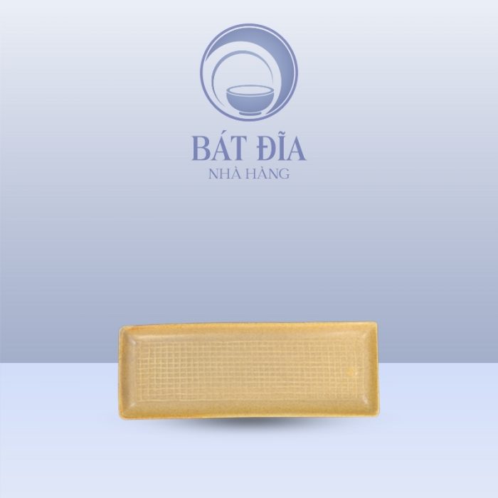 Đĩa Chữ Nhật Dài Men Sứ Vàng
