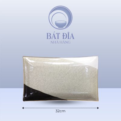 Đĩa Chữ Nhật Men Ba Màu - 32cmx20cmx3.5cm