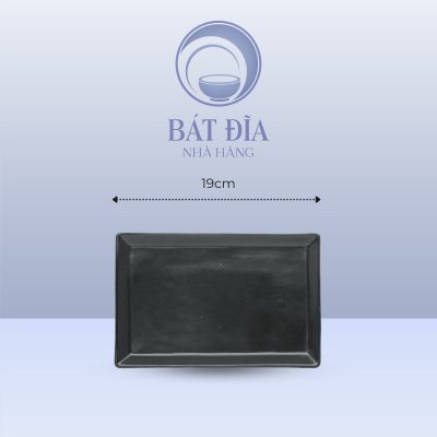 Đĩa Chữ Nhật Men Đen Matt - 19cmx11cmx2cm