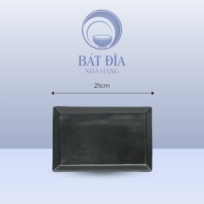 Đĩa Chữ Nhật Men Đen Matt - 21cmx13cmx2cm
