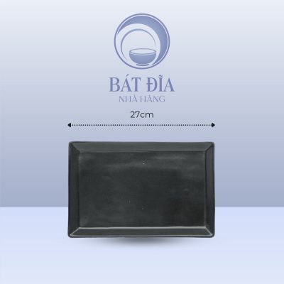 Đĩa Chữ Nhật Men Đen Matt - 27cmx16cm2.5cm