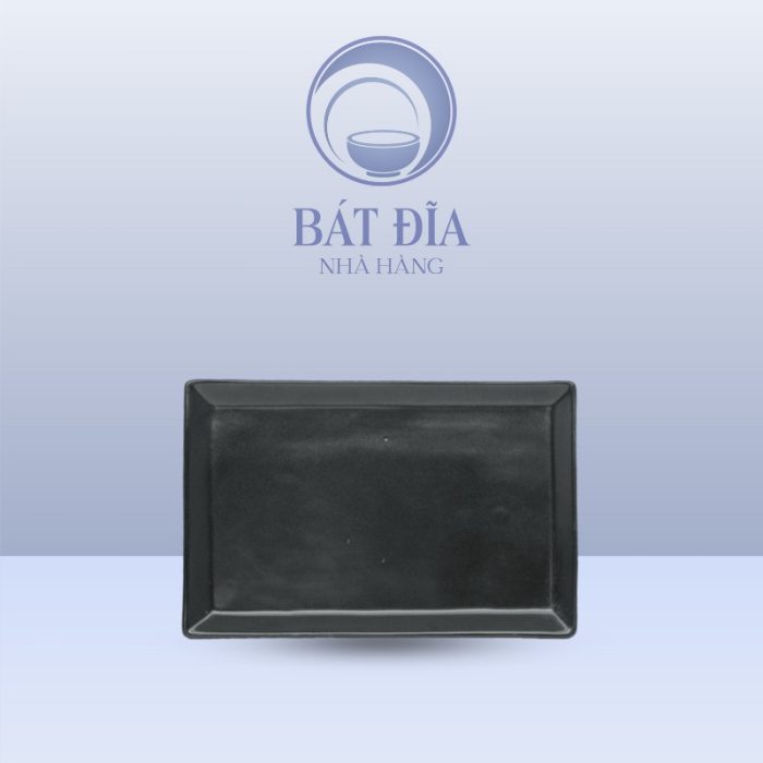 Đĩa Chữ Nhật Men Đen Matt