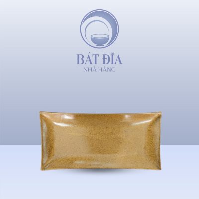 Đĩa Chữ Nhật Men Gốm Nâu Đen