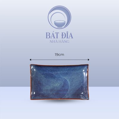 Đĩa Chữ Nhật Men Hỏa Biến Xanh - 19cmx11cmx1.5cm