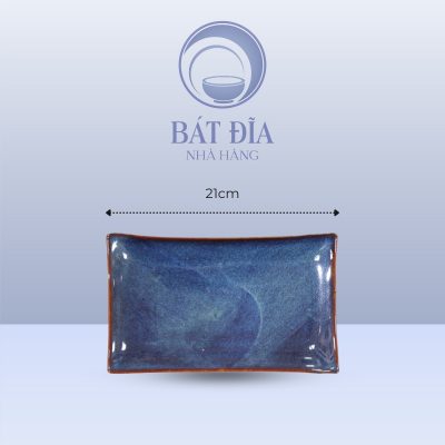 Đĩa Chữ Nhật Men Hỏa Biến Xanh - 21cmx12.5cmx2cm