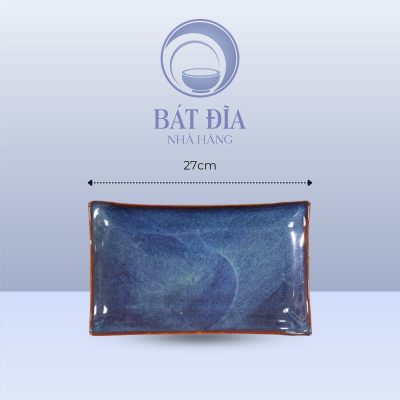 Đĩa Chữ Nhật Men Hỏa Biến Xanh - 27cmx16cmx2.5cm