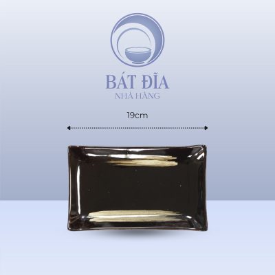 Đĩa Chữ Nhật Men Nâu Quét - 19cmx11cmx2cm