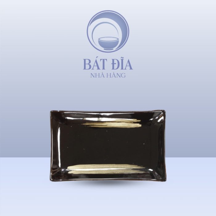 Đĩa Chữ Nhật Men Nâu Quét