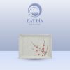 Đĩa Chữ Nhật Miệng Lượn Men Gốm Hoa Đào Đỏ