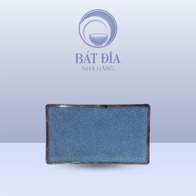 Đĩa Chữ Nhật Phẳng Men Hỏa Biến Xanh